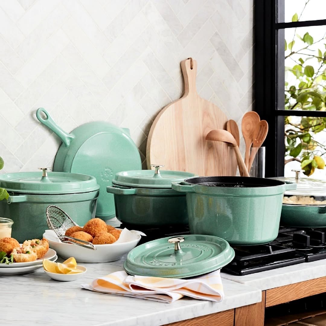 cast iron sink with fresh herbs