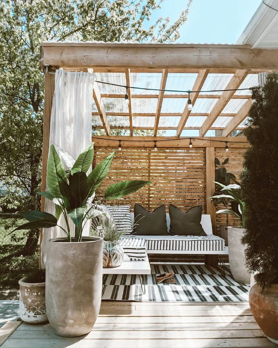 palm plants with rattan furniture
