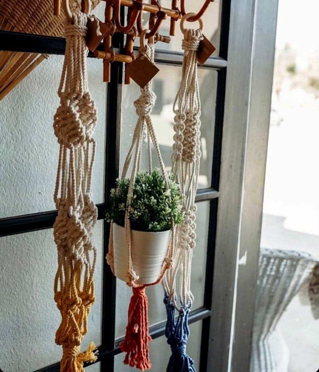 dip-dyed macramé hanger