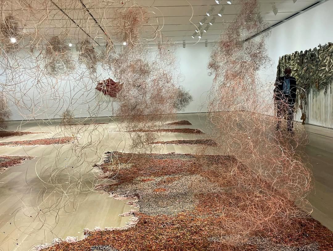 Holographic desert textile art display