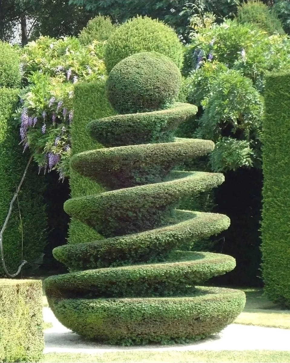 intricate topiary in garden