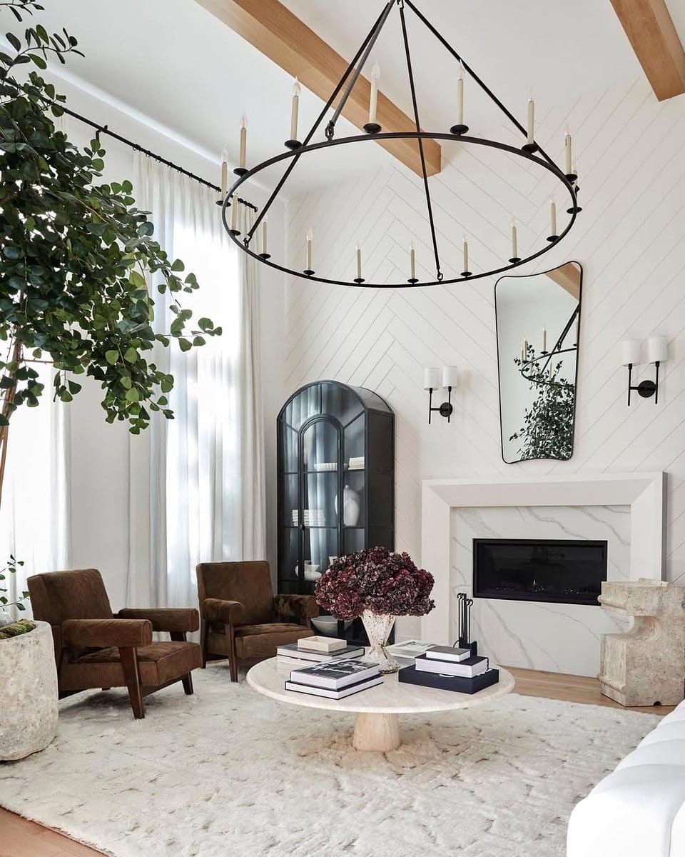 hanging planter lights over couch