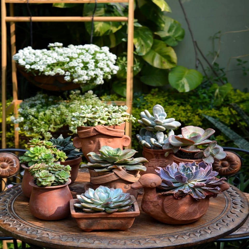 Mixed-pattern Indian block print plant pot wrap