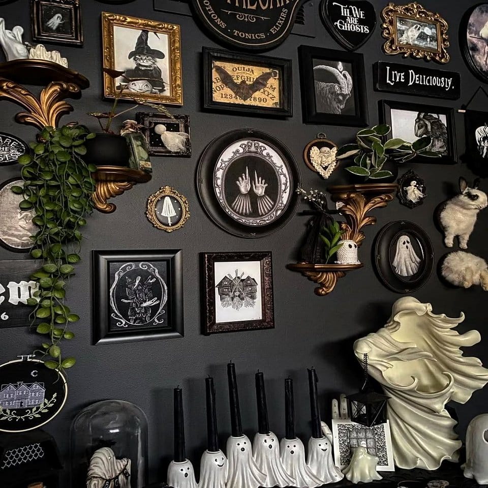 Gothic-style wall art with plant motifs