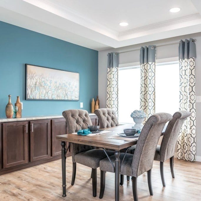 light blue accent wall