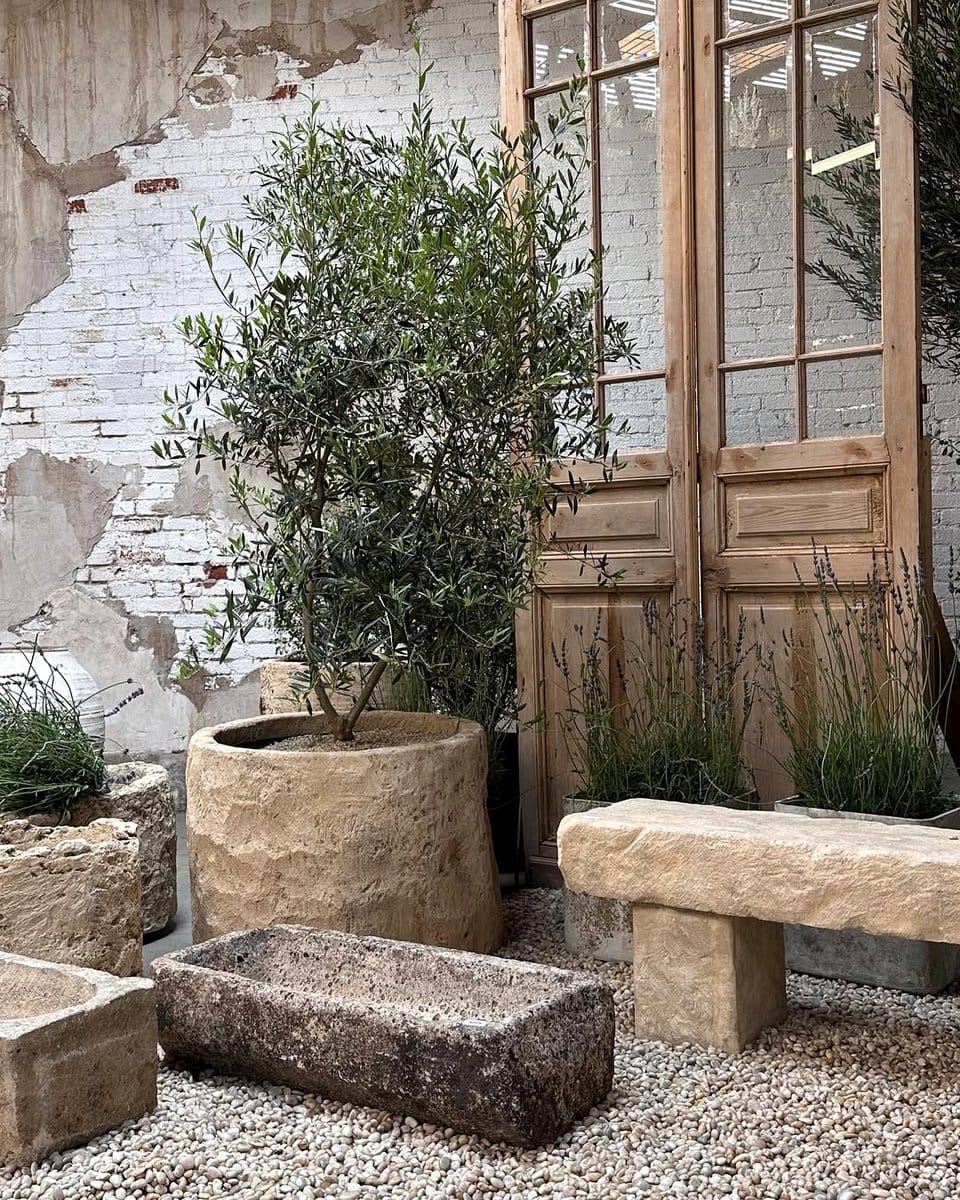 multi-tiered stone planter cascade