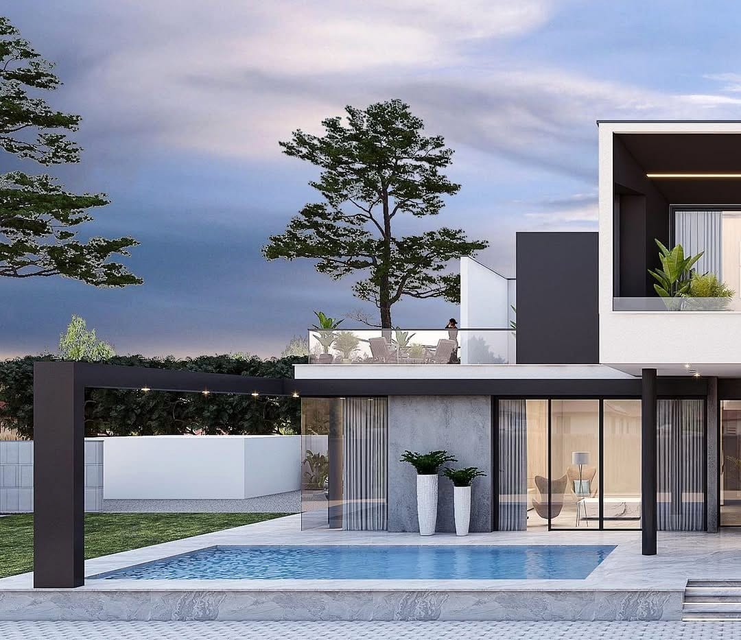 sleek black planter with water feature