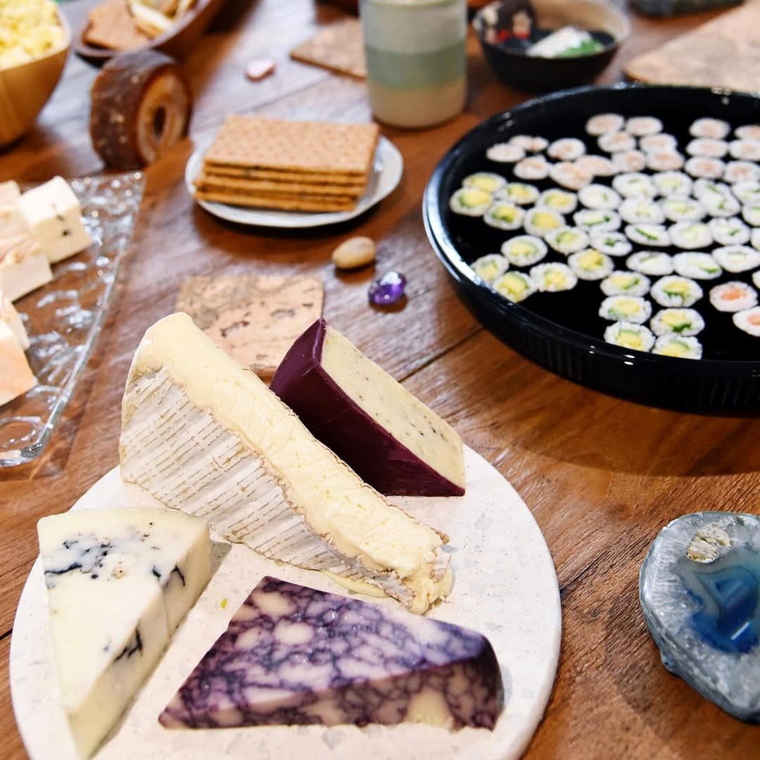 Eye-catching geode and plant centerpiece on dining table