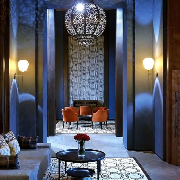 Gold accents in Moroccan plant display
