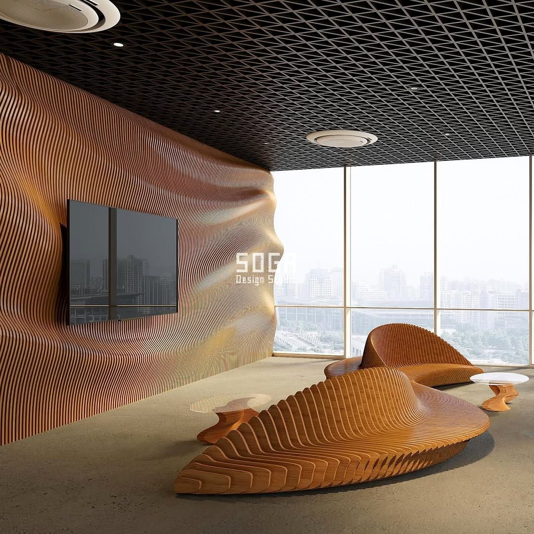 organically shaped office furniture