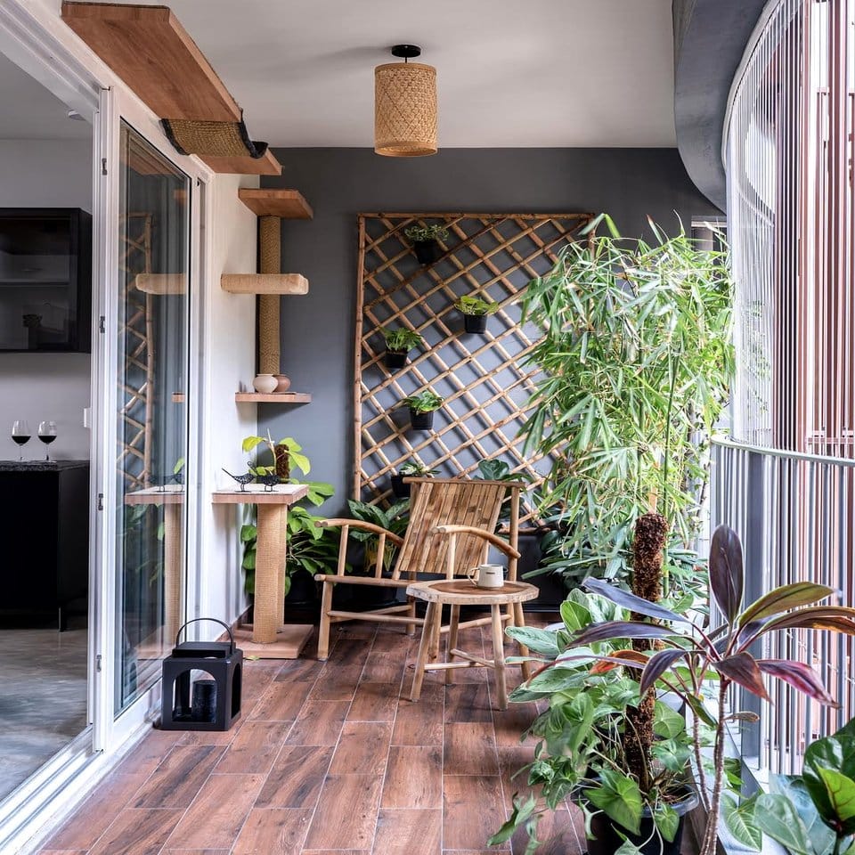 Balcony decorated with Siberian Fur and moss