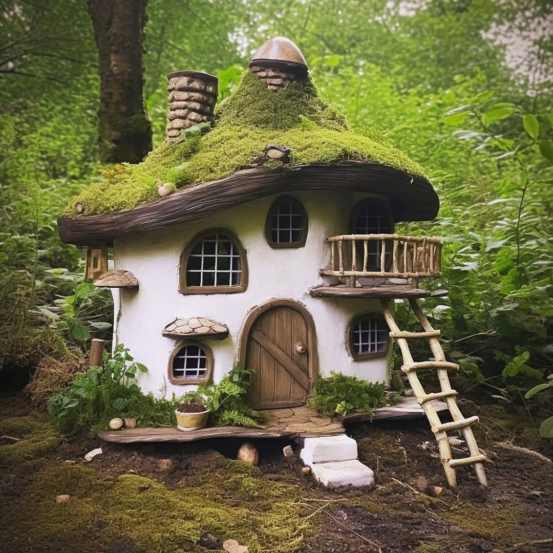 Tiny fairy post office with moss