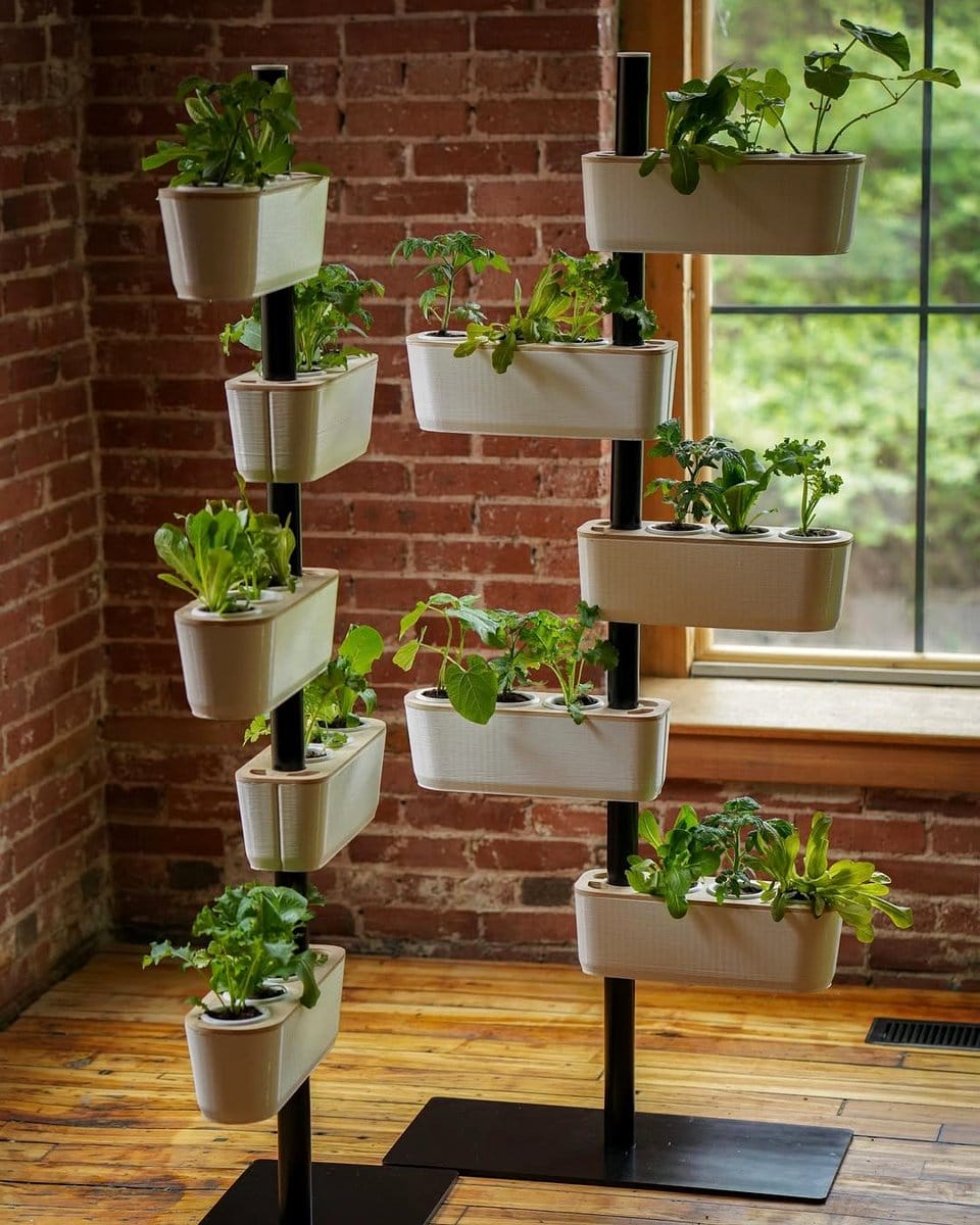vertical planter wall with water flow