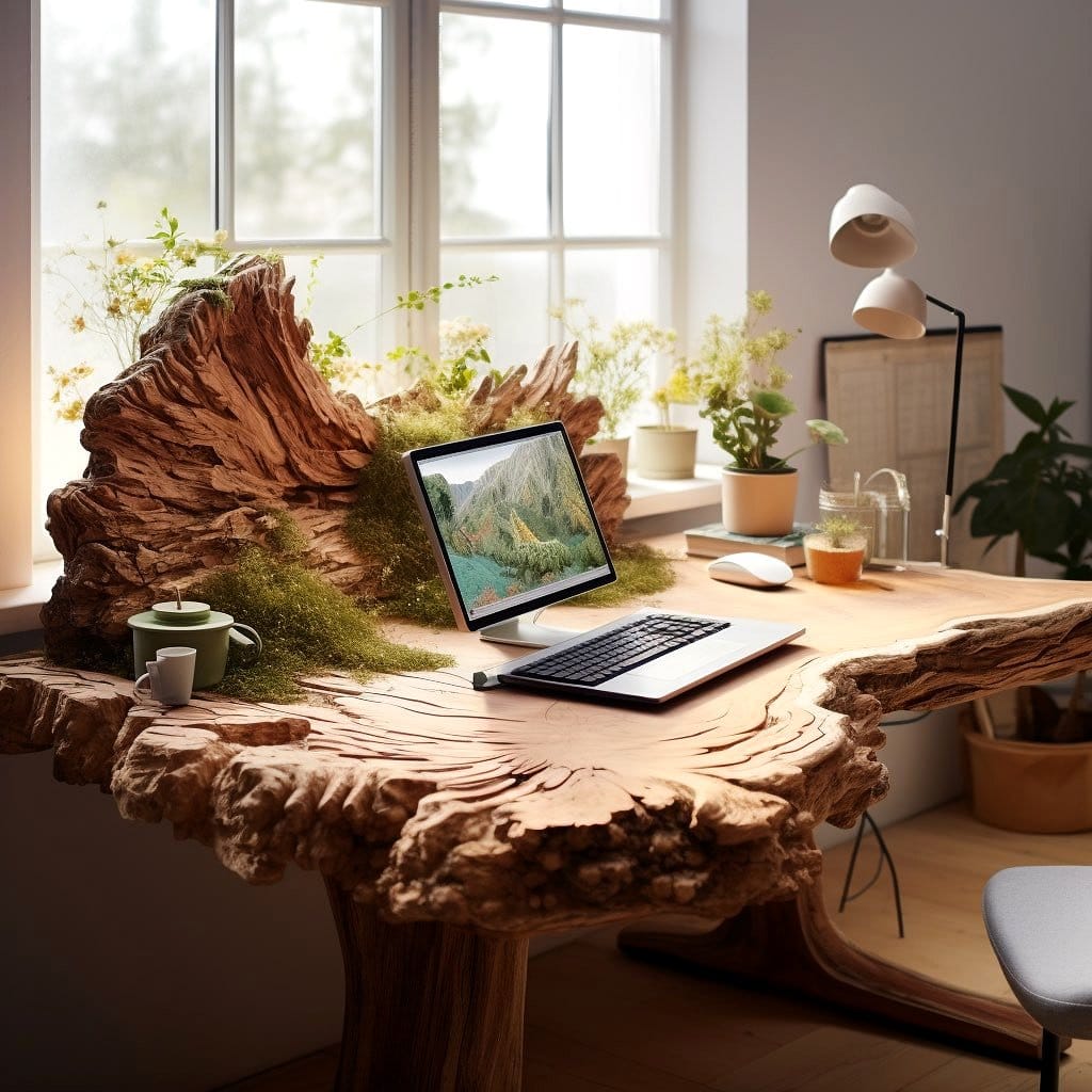 Office desk with Siberian Fur and moss decor