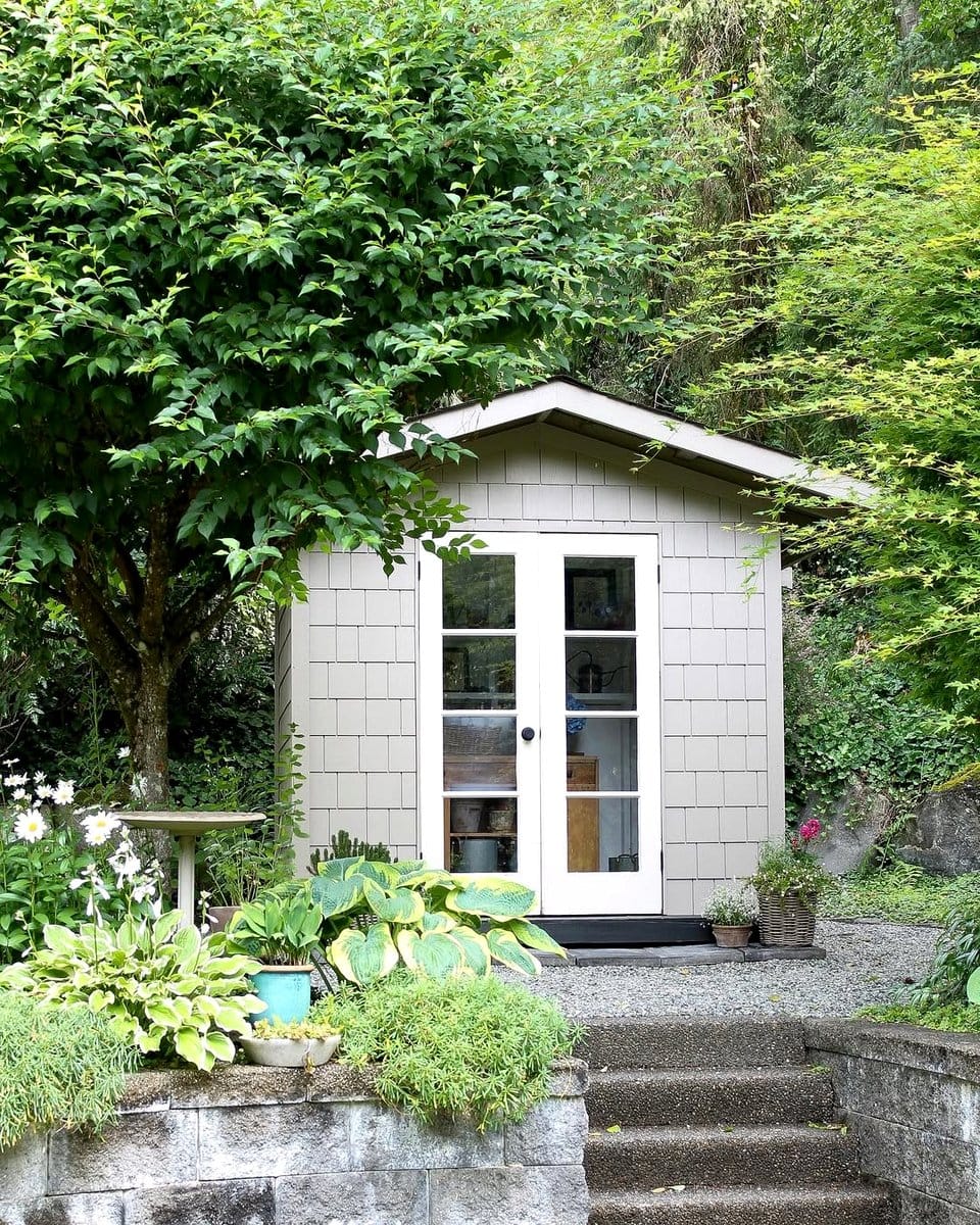 small cold frame on patio