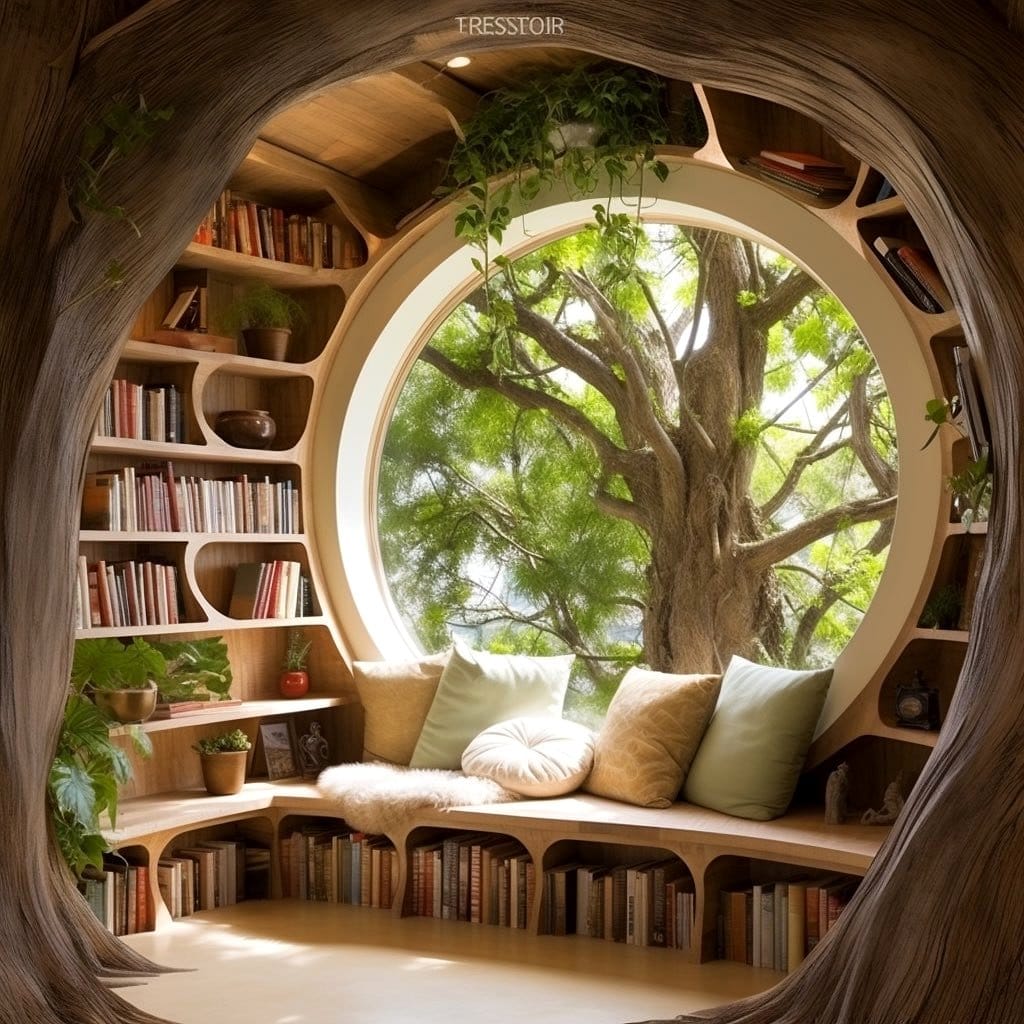 Holographic plant reading nook setup