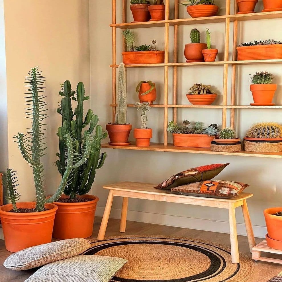Eclectic mix of colorful ceramic pots