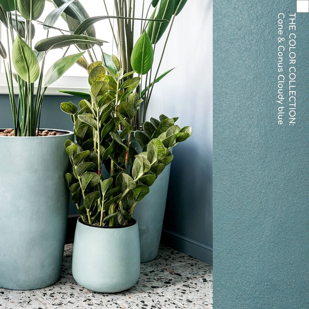 Coastal-themed blue quilted plant pot cover