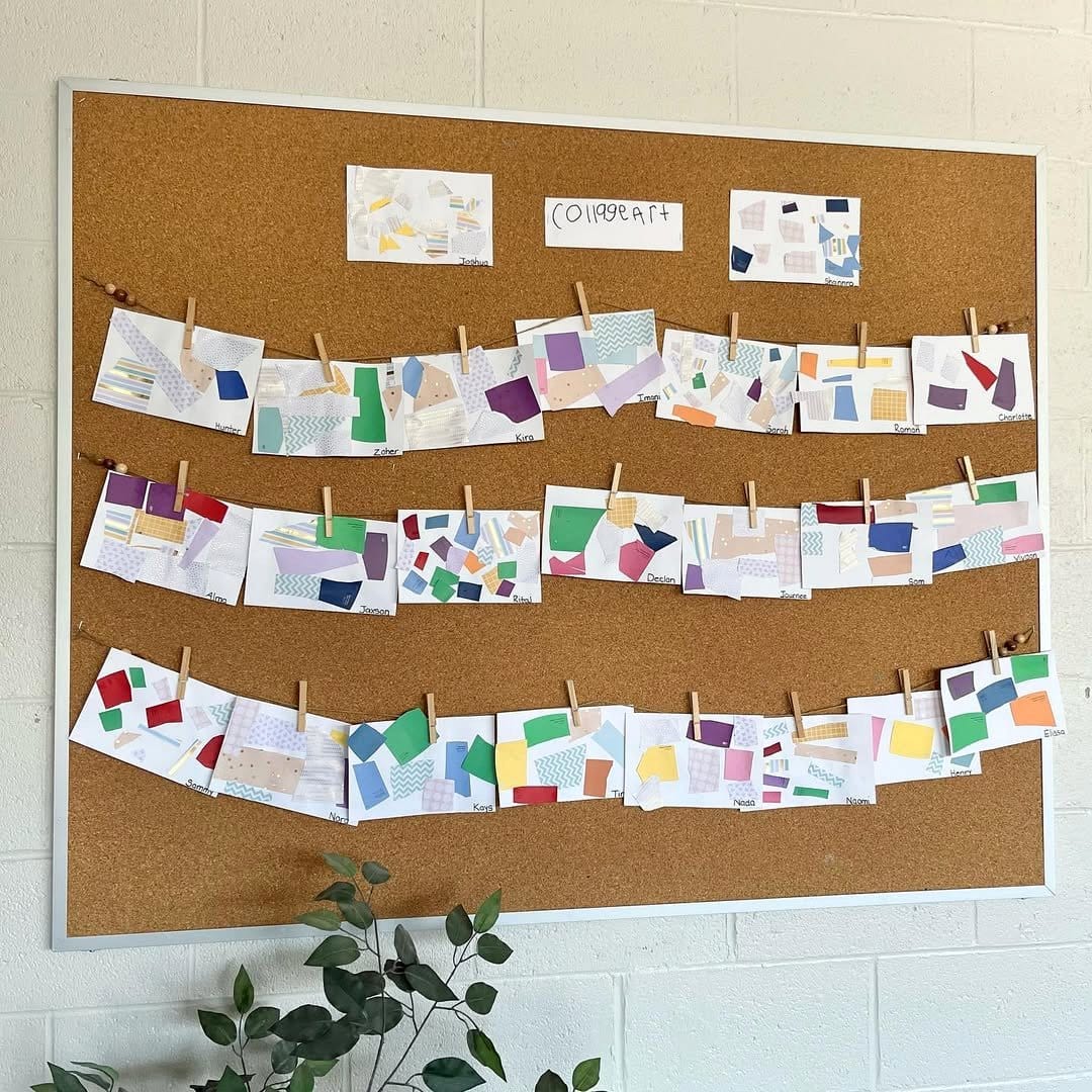 cork board with plant cuttings