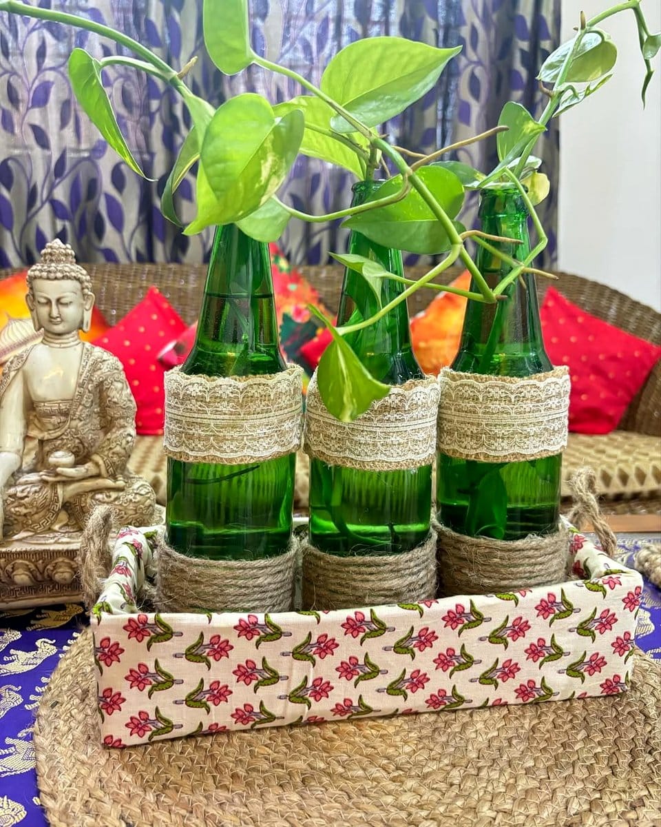 herb spiral with recycled bottles