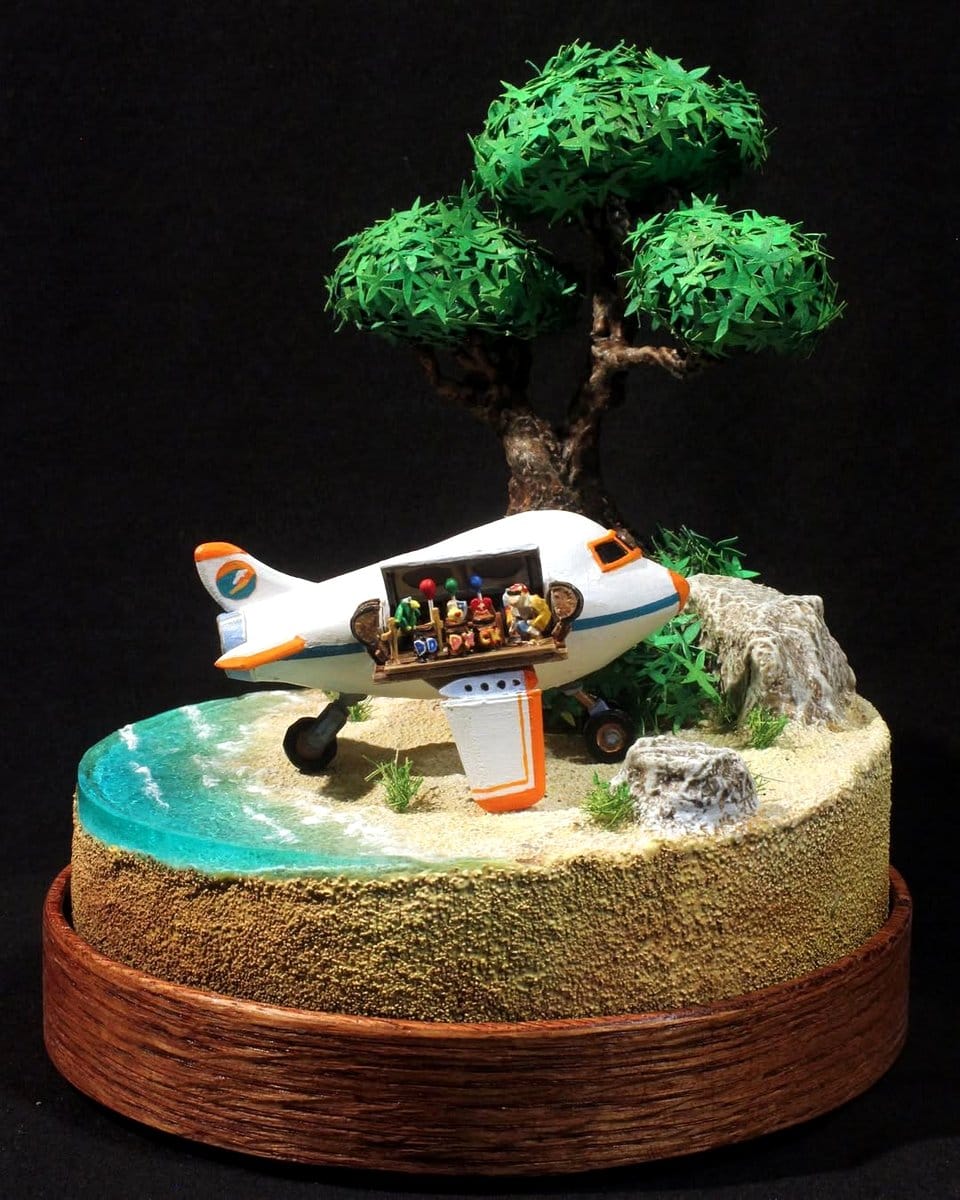 tropical leaves in clear resin