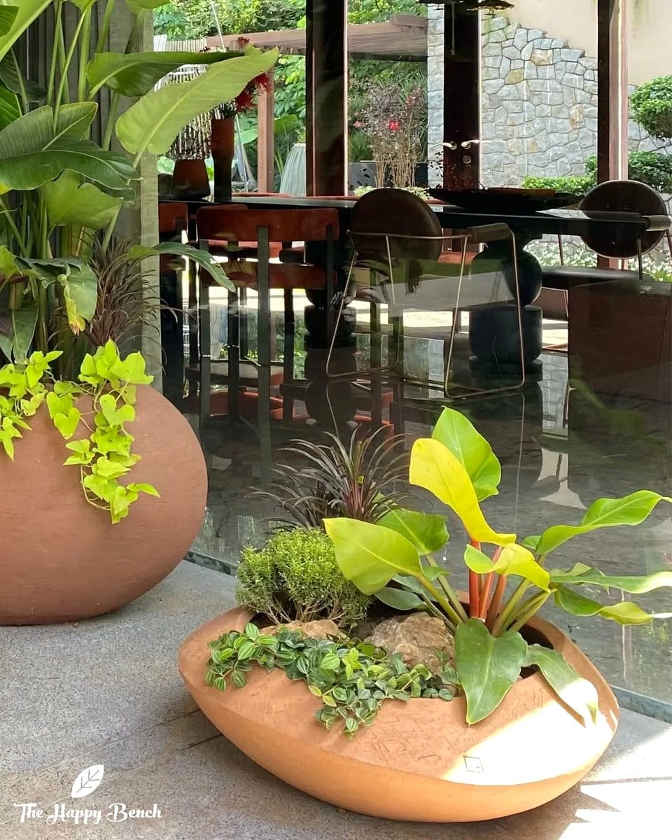 window seat with built-in planters