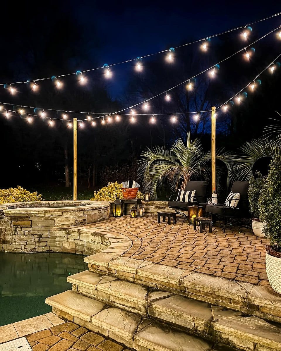 string lights on patio