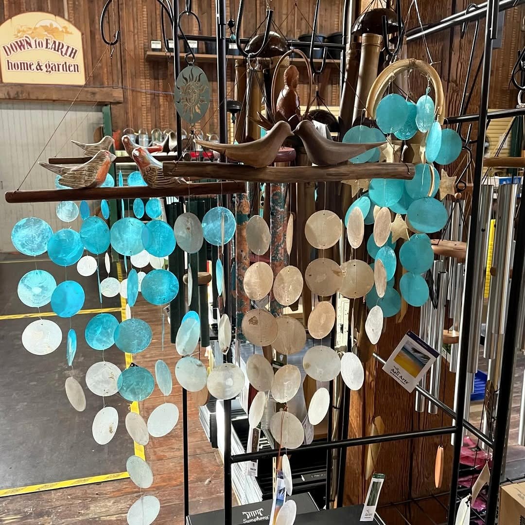 Wind chimes with leather and stud accents