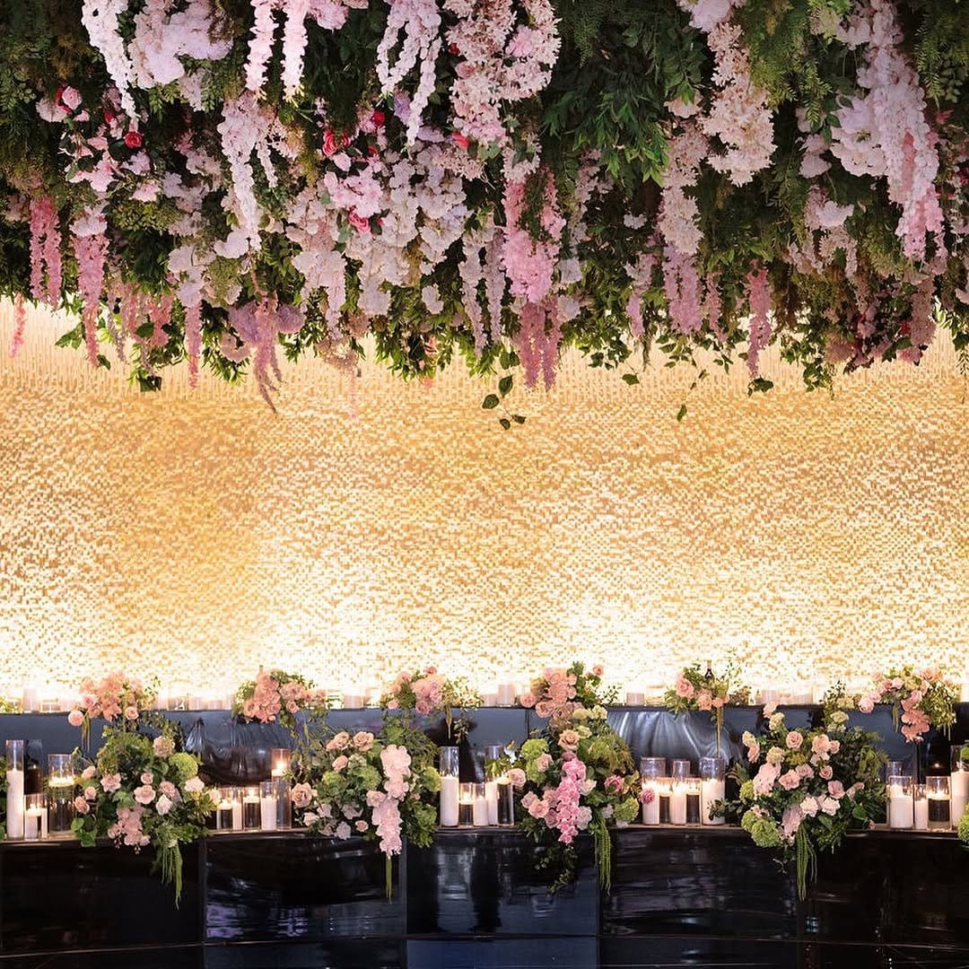Lush fuchsias on sleek ceiling rails