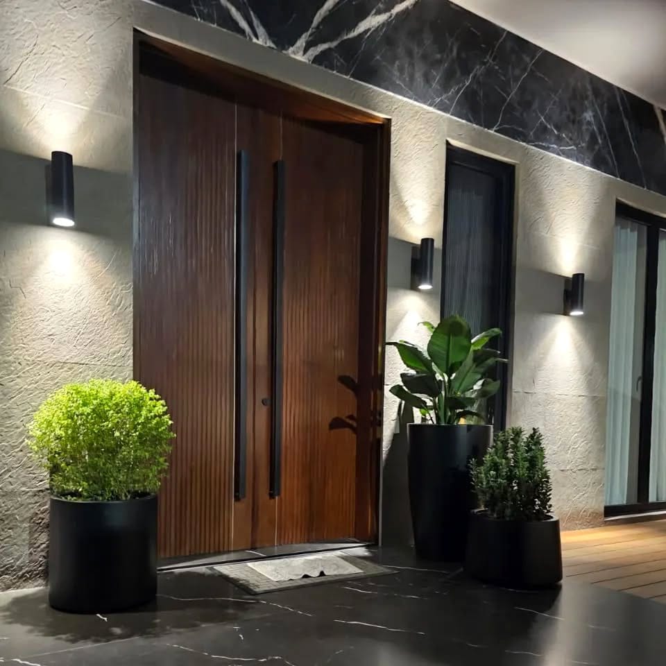 Leather wall art with integrated planter pockets