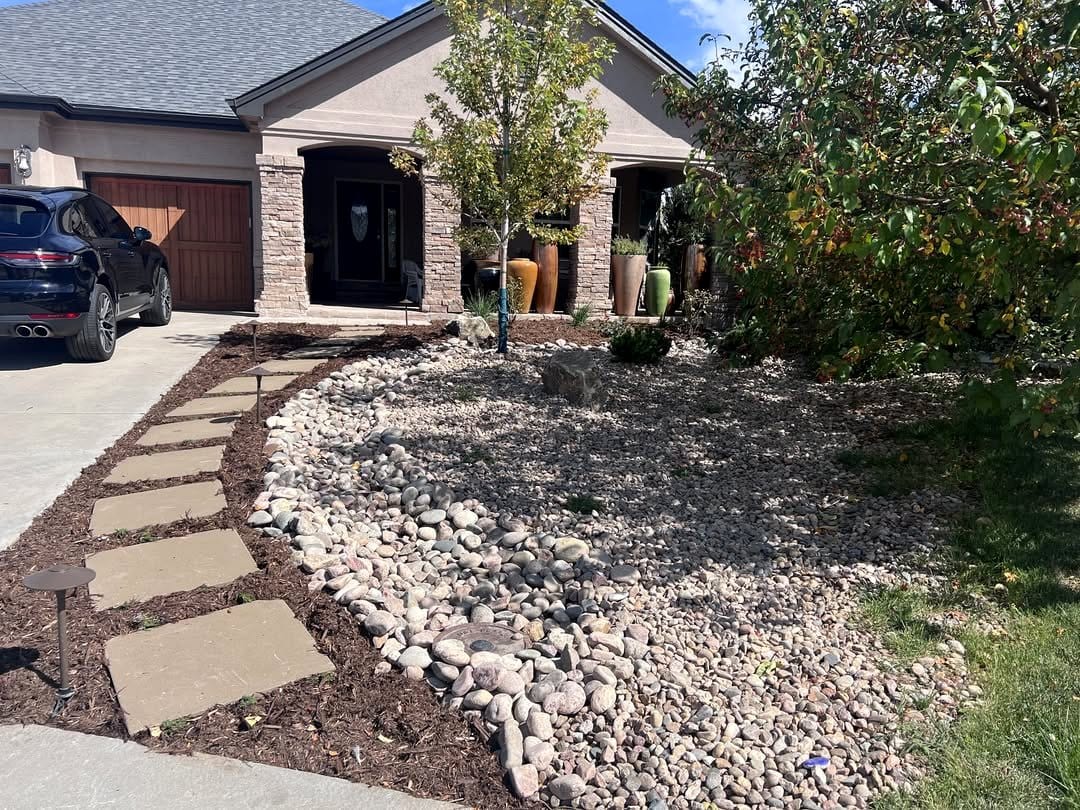 gravel mulch in xeriscape garden