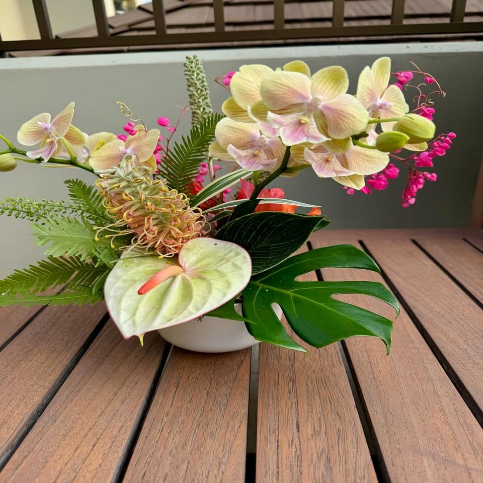Vibrant citrus tree centerpiece arrangement