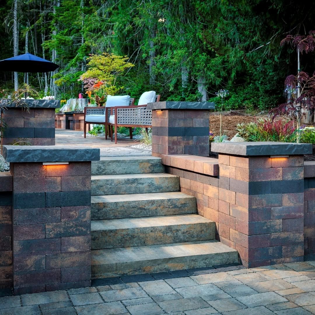 rustic stone backyard wall