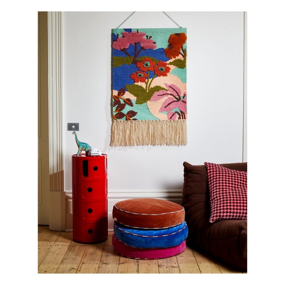 Kilim Pattern Floor Cushion Plant Stand