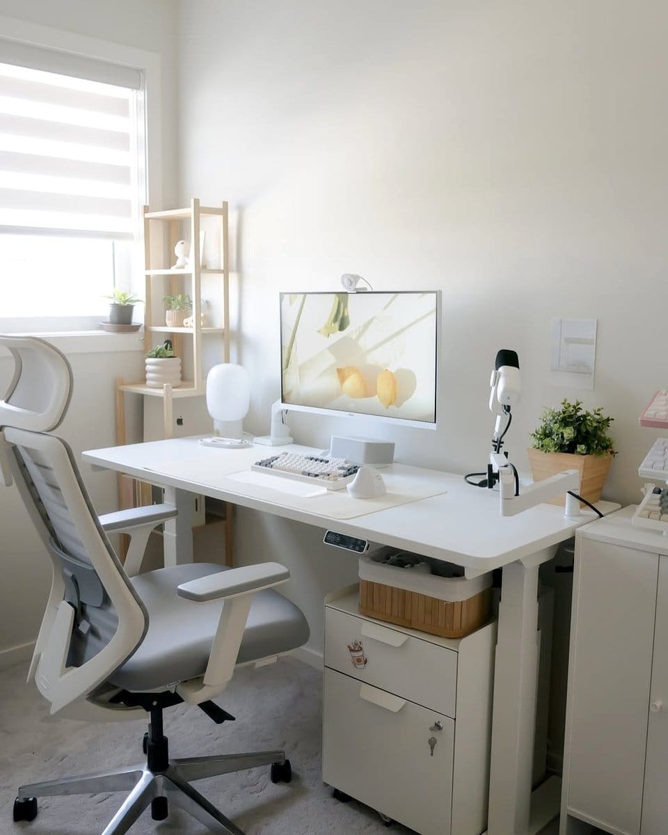 small plants on wooden desk