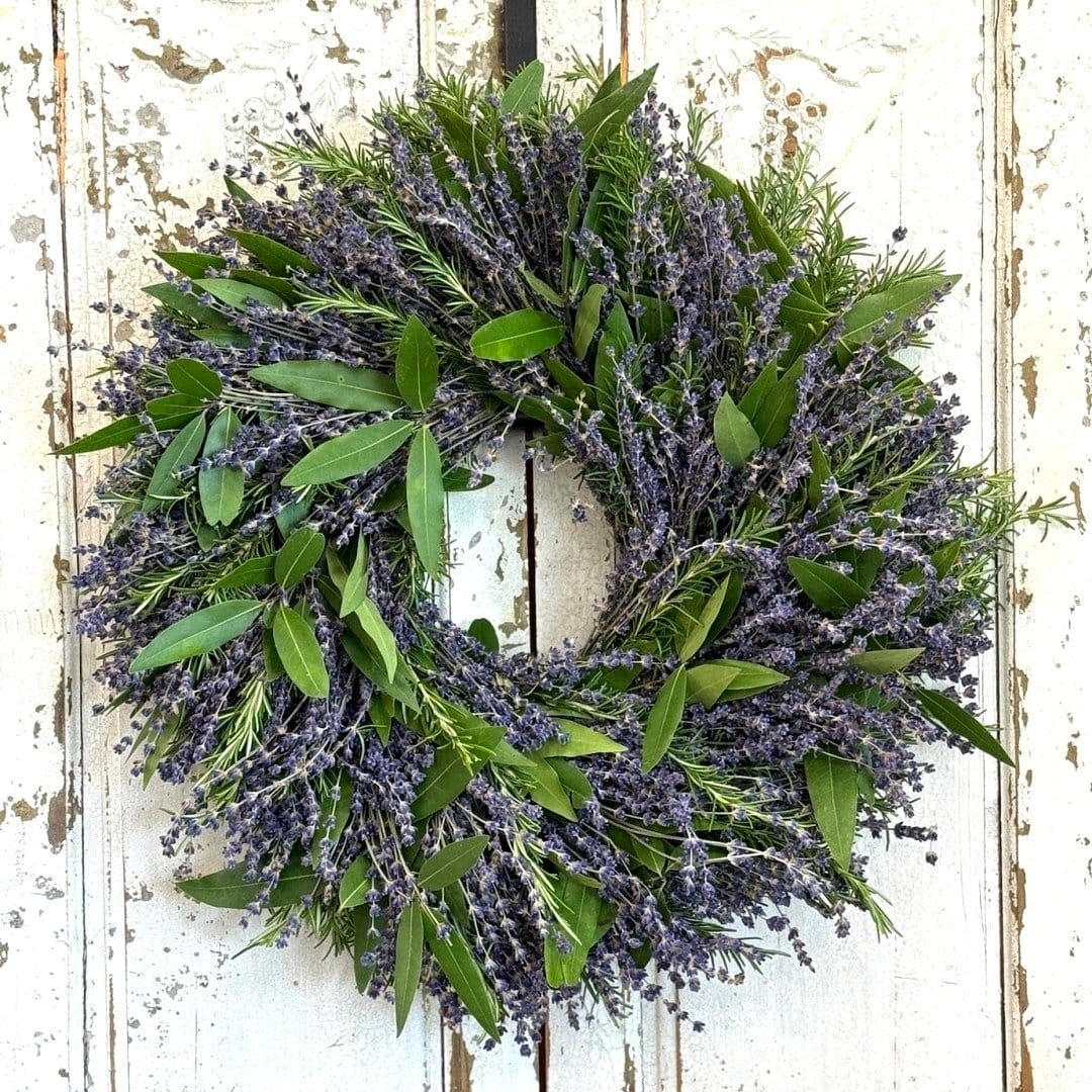 Herb wreath with rosemary and lavender
