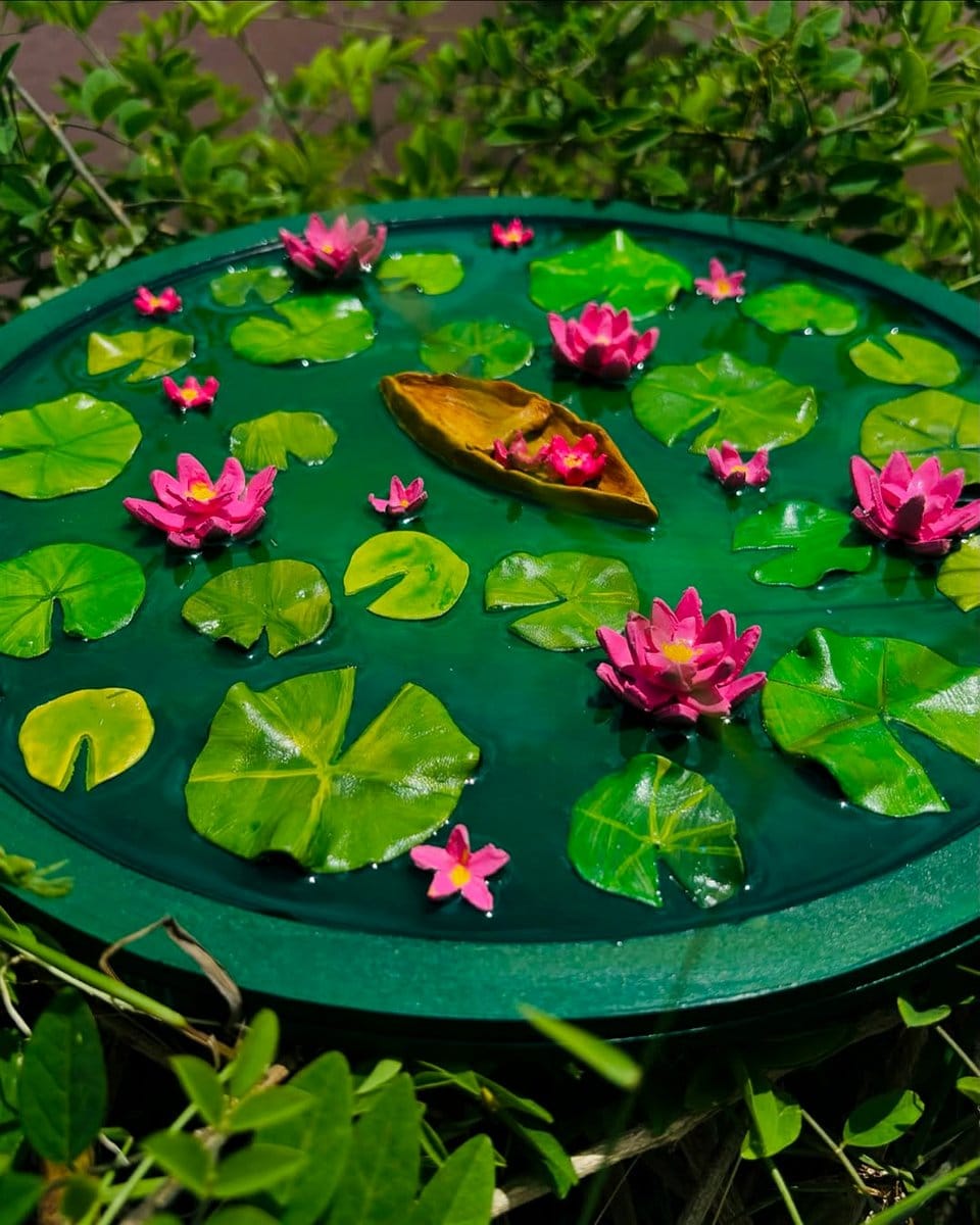 water lily leaves in resin