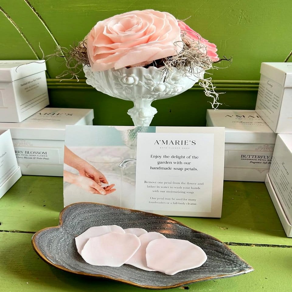 Handmade cherry blossom petal soap