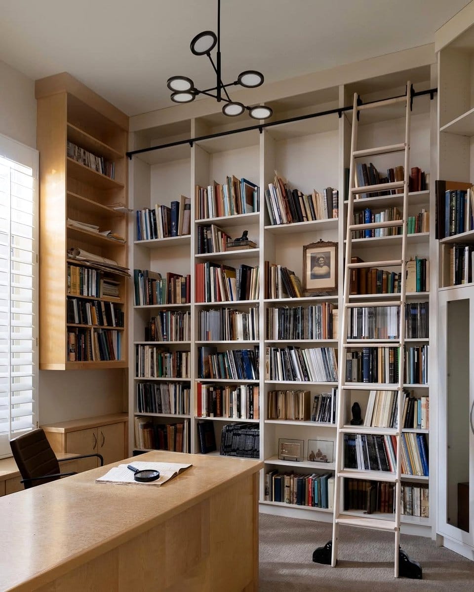 office with earthy color walls