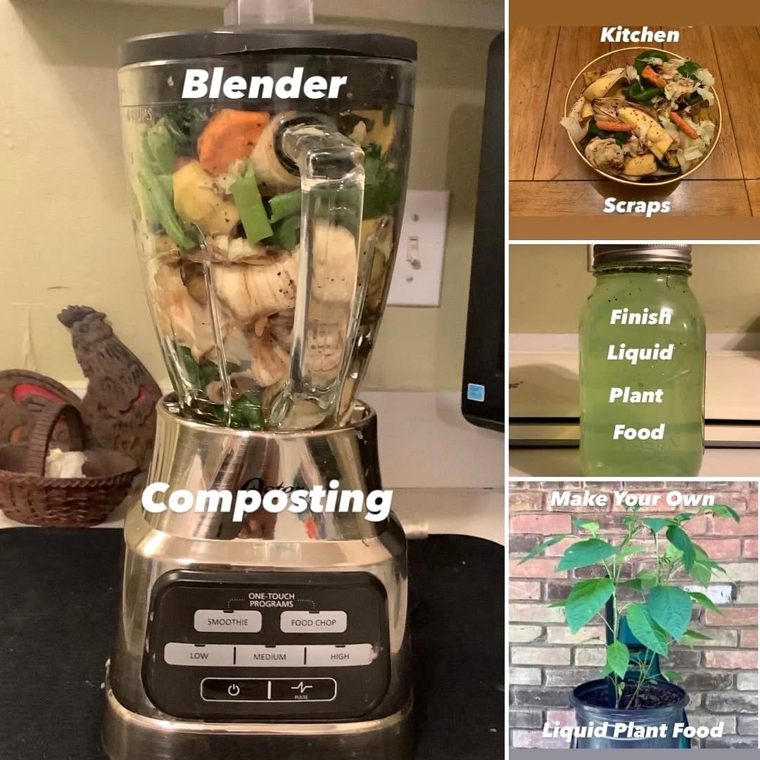 blender with compost ingredients