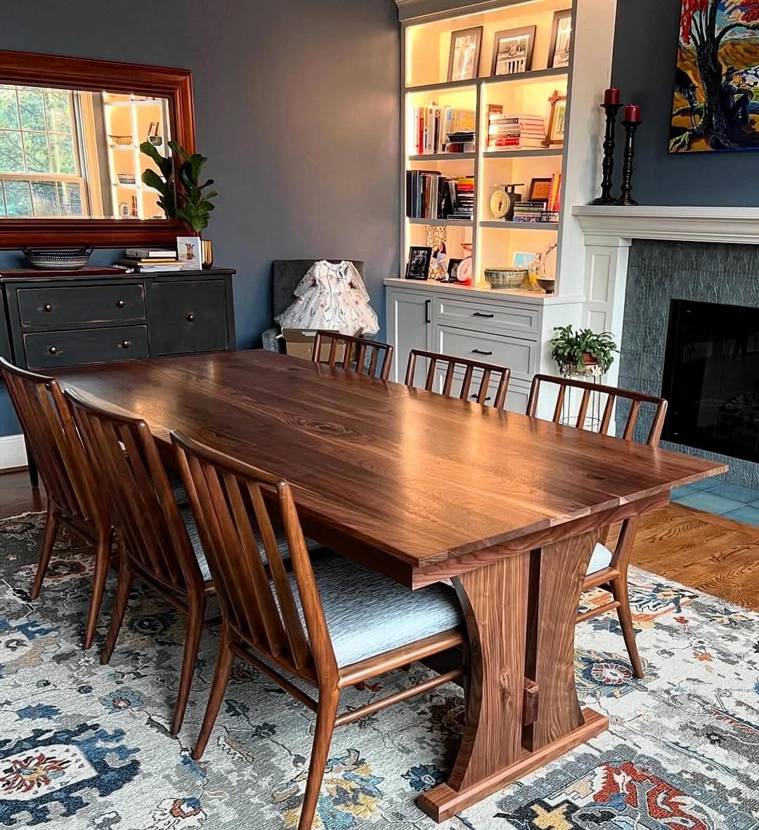 expandable dining table in use