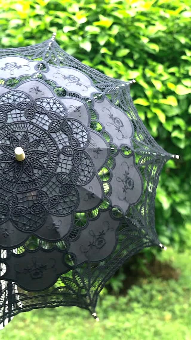Charming garden parasol made from Javanese Batik fabric