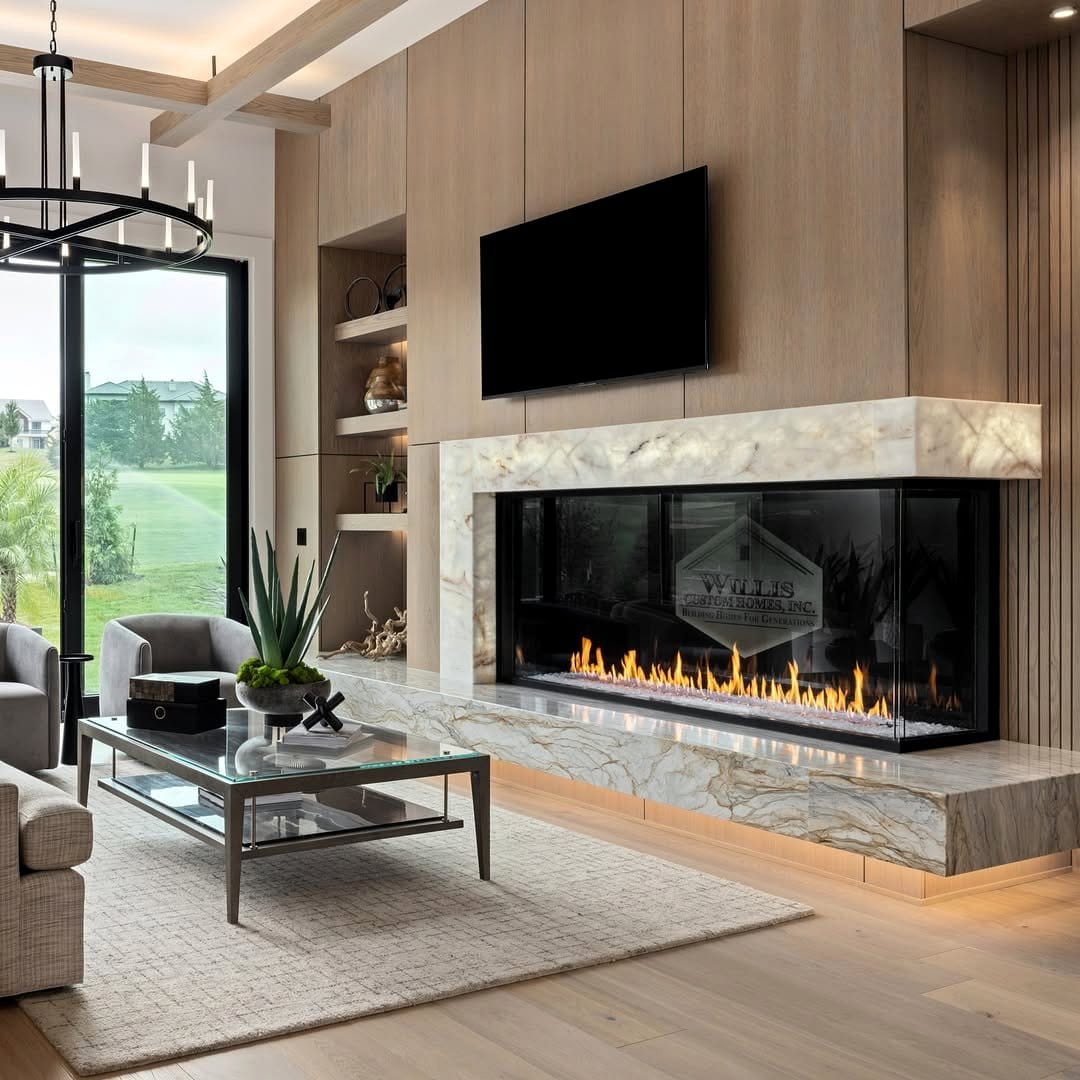 modern fireplace in living room
