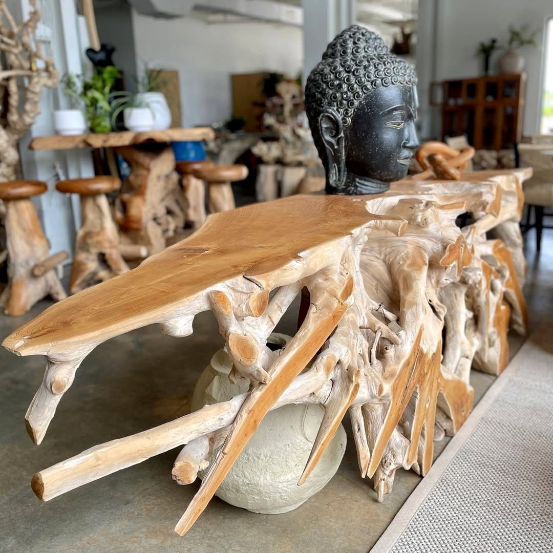 Large teak wood floor planter design