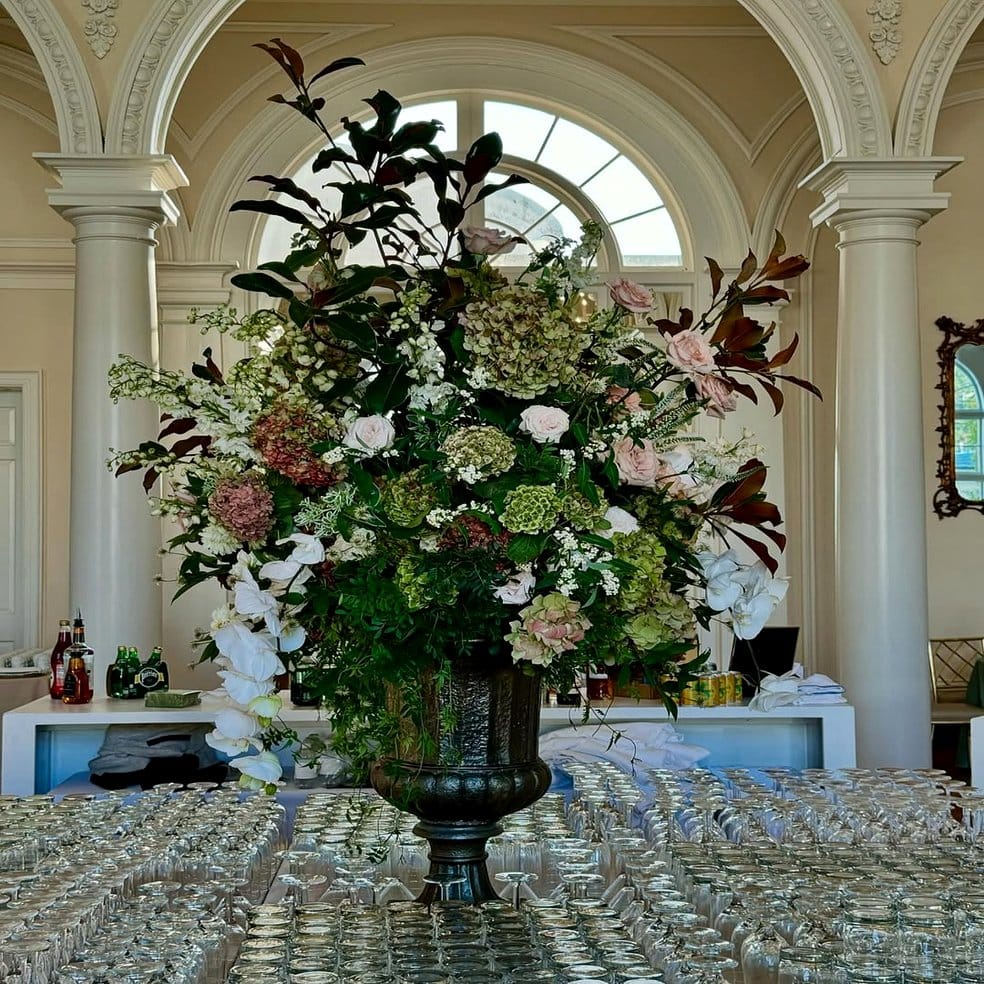 Gothic-style candle arrangement with plants
