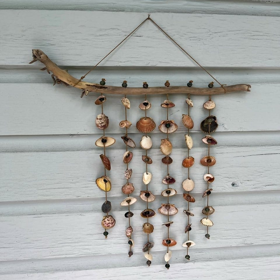 Wind chime with seashells and succulents
