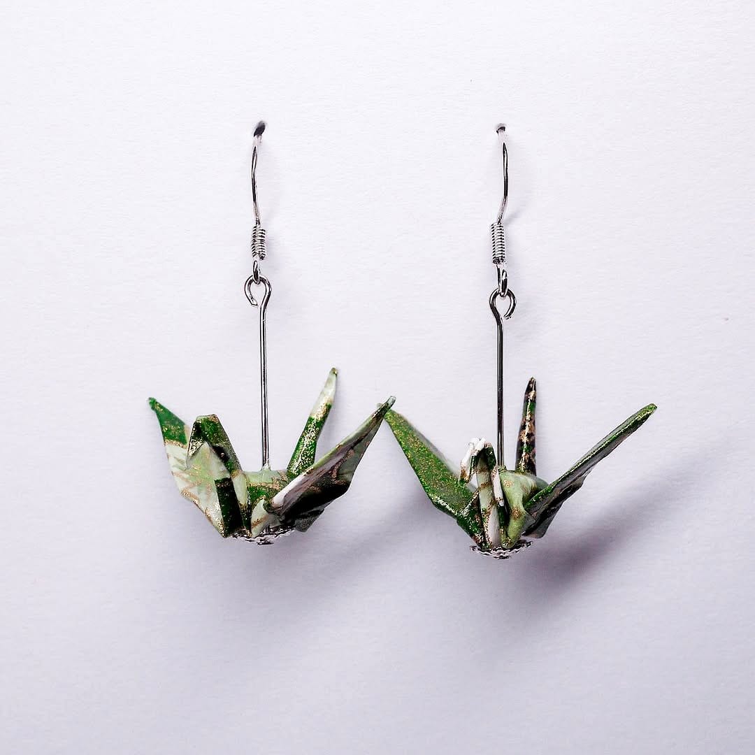 Origami cranes with traditional Japanese elements