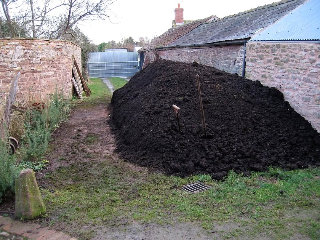 rich compost spread in garden bed