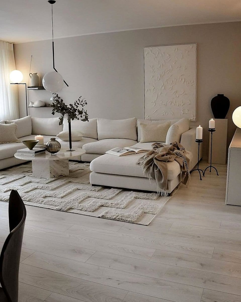 Cozy Scandinavian-style living room with minimalist furniture