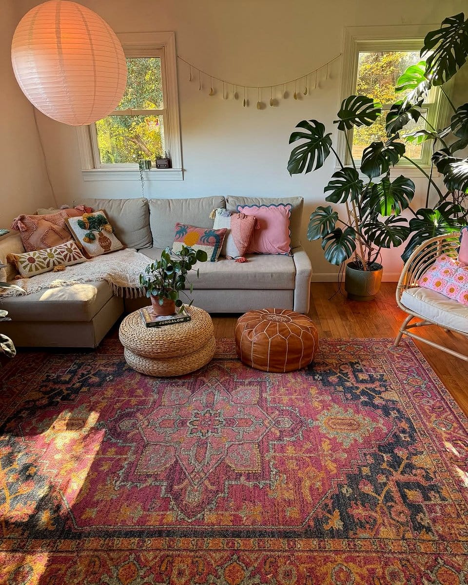 reading nook with plant shadows on wall
